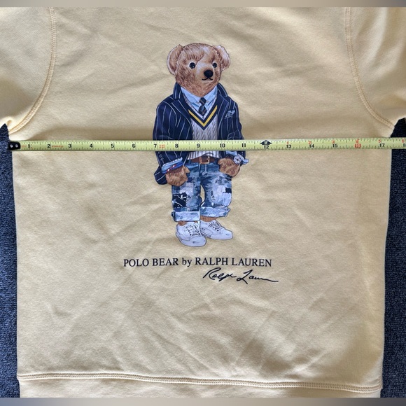 Polo Bear By Ralph Lauren Yellow Fleece Sweatshirt- Size M (10-12) - Picture 7 of 8